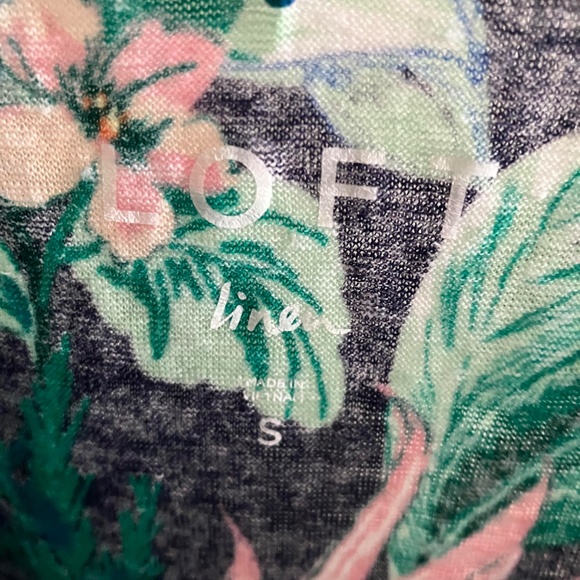 Loft Vibrant Tropical Double V Tank Linen Knit Excellent Size S/M - Picture 5 of 5